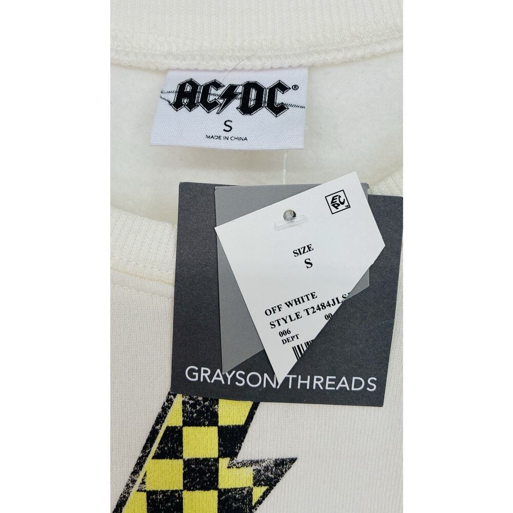 AC/DC Grayson Threads Lightning Bolt Cropped Sweatshirt NWT Women’s S - Picture 2 of 7